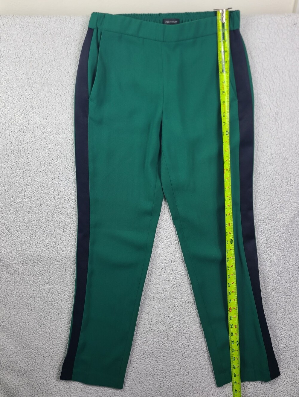 Ann Taylor Green Side Stripe Ankle Dress Pants Small S - Picture 2 of 13